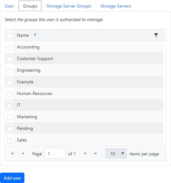 Create a user - select groups