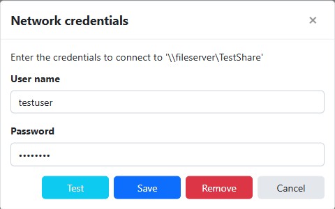 Network credentials dialog