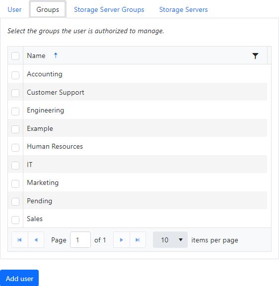 Create a user - select groups