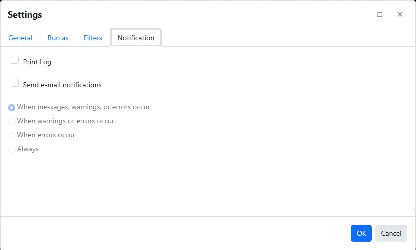 Agent file restore job settings - Notification