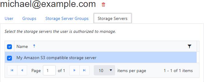 Edit user - storage server groups